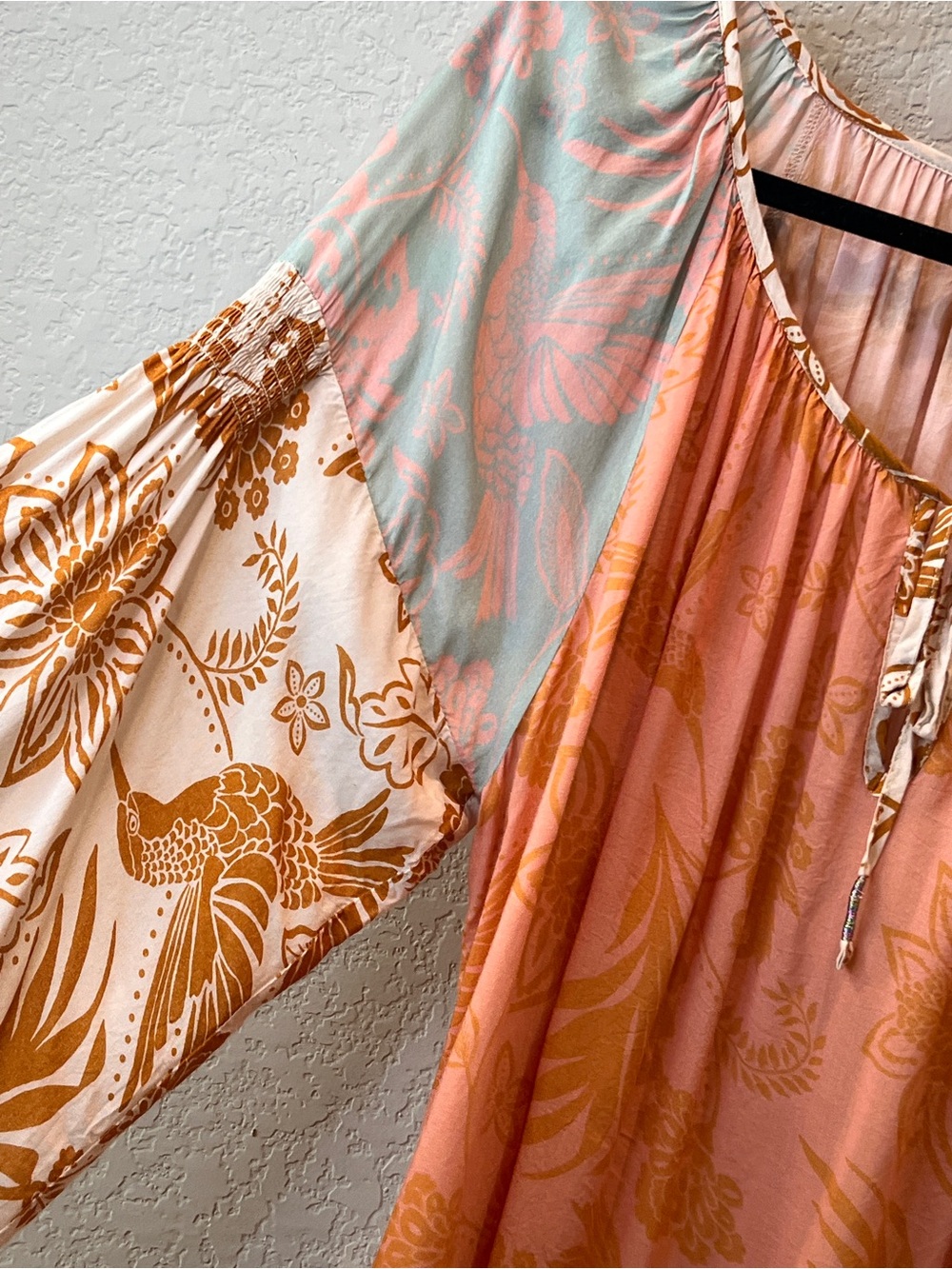 Johnny Was Waimea Mixed Floral Patchwork Peasant Top Pink & Orange Size XL - Picture 8 of 16